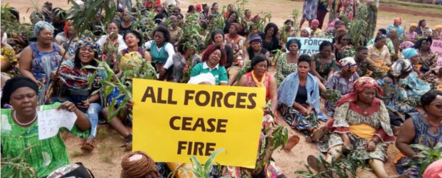 Manifestion pour un cessez  le feu à Bamenda