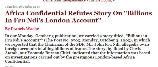 Fru Ndi's London Accounts