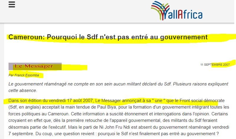 Rumeurs d'entrée du SDF au Gouvernement