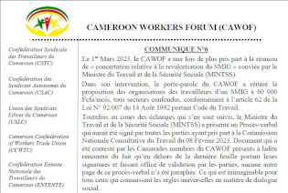 Communiqué du CAMEROON WORKERS FORUM (CAWOF)