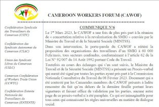 Communiqué du CAMEROON WORKERS FORUM (CAWOF)