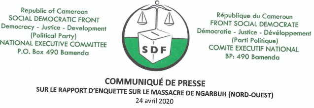 COMMUNIQUÉ DE PRESSE SUR LE RAPPORT D'ENQUETTE SUR LE MASSACRE DE NGARBUH (NORD-OUEST)